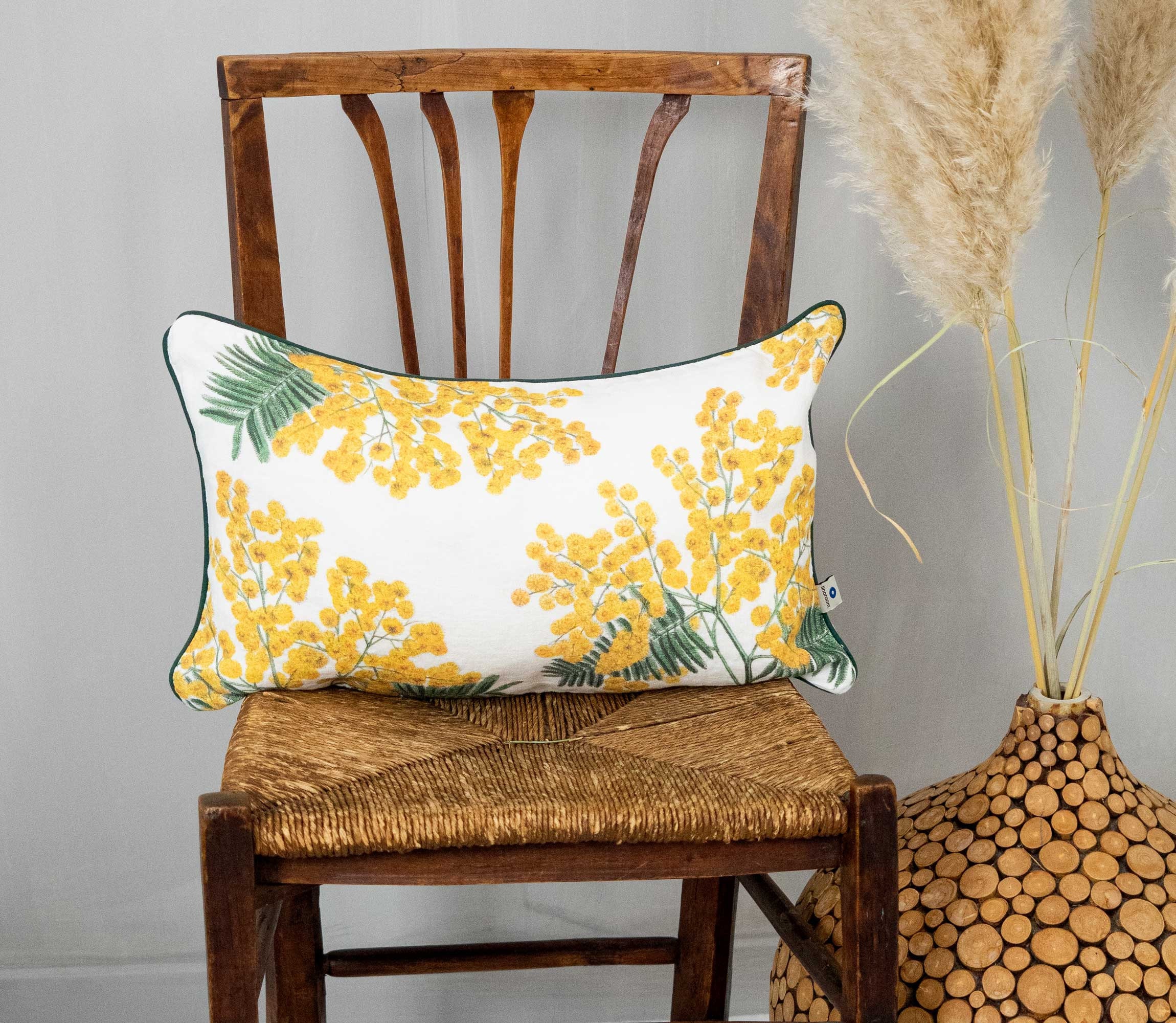 Yellow Mimosa Linen Lumbar Cushion Cover With Piping White 20x12 Square Floral Throw Pillow Botanical Accent Decorative Cushion Etsy Canada