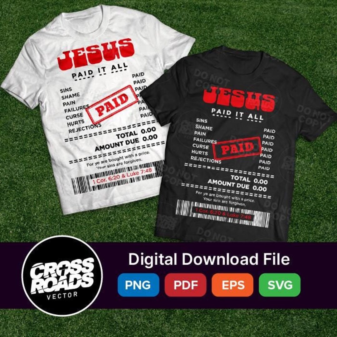 Jesus Paid It All SVG: Bible Verse Church Quotes (digital Download) - Etsy