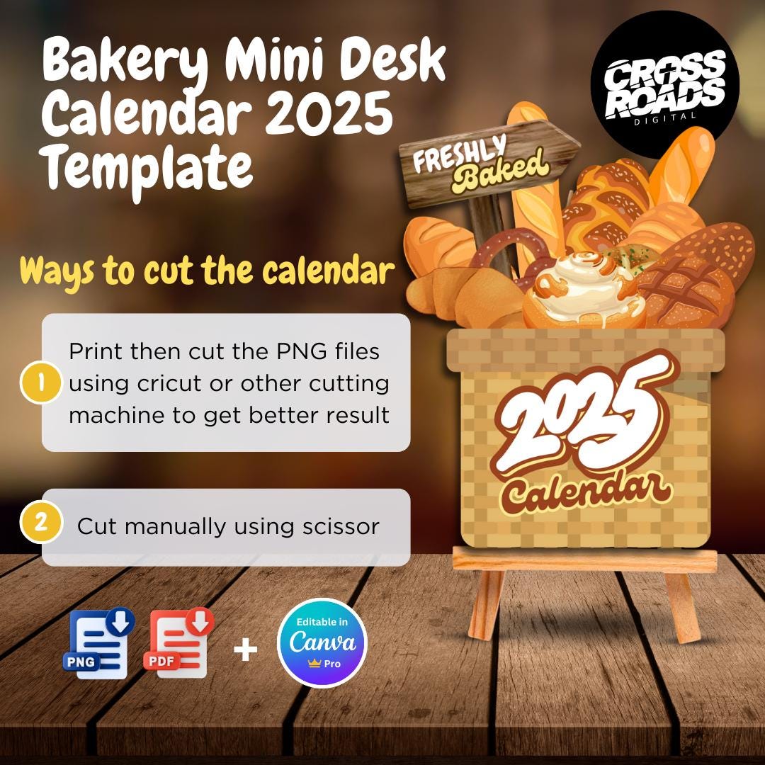 Bakery Calendar 2025, Bread Mini Calendar, Desk Calendar, Baking