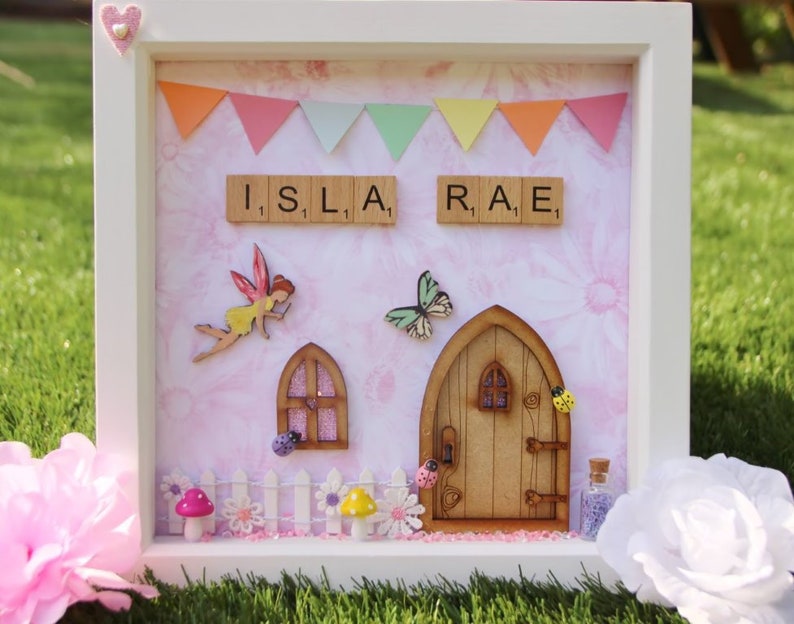 Birthday gifts for girls, fairy house, girls bedroom decor, daughter gifts personalised, shadow box, framed gifts, fairy garden gifts 