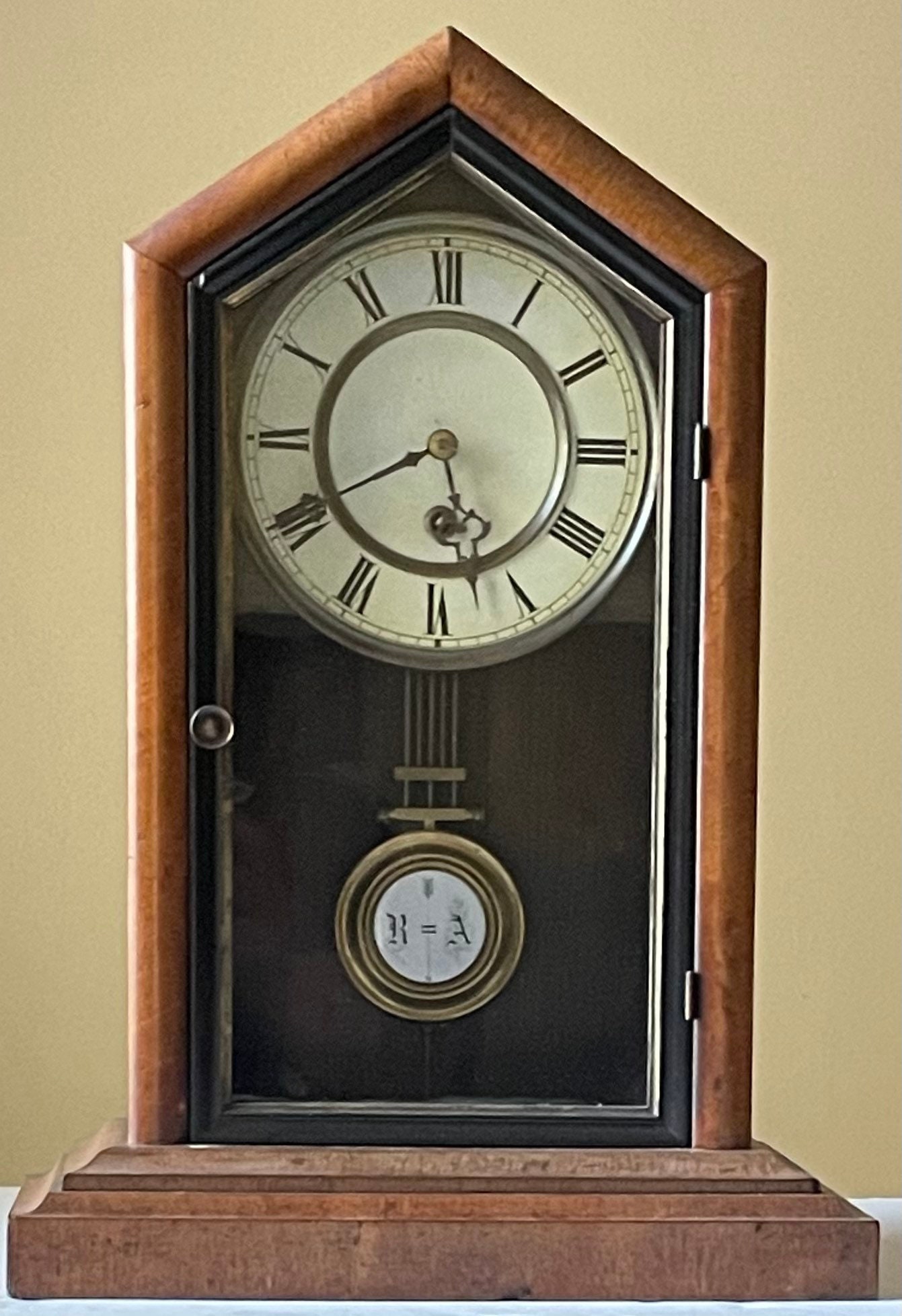 Antique 8 Day 1868 Oak RA Pendulum Mantel Shelf Clock Etsy