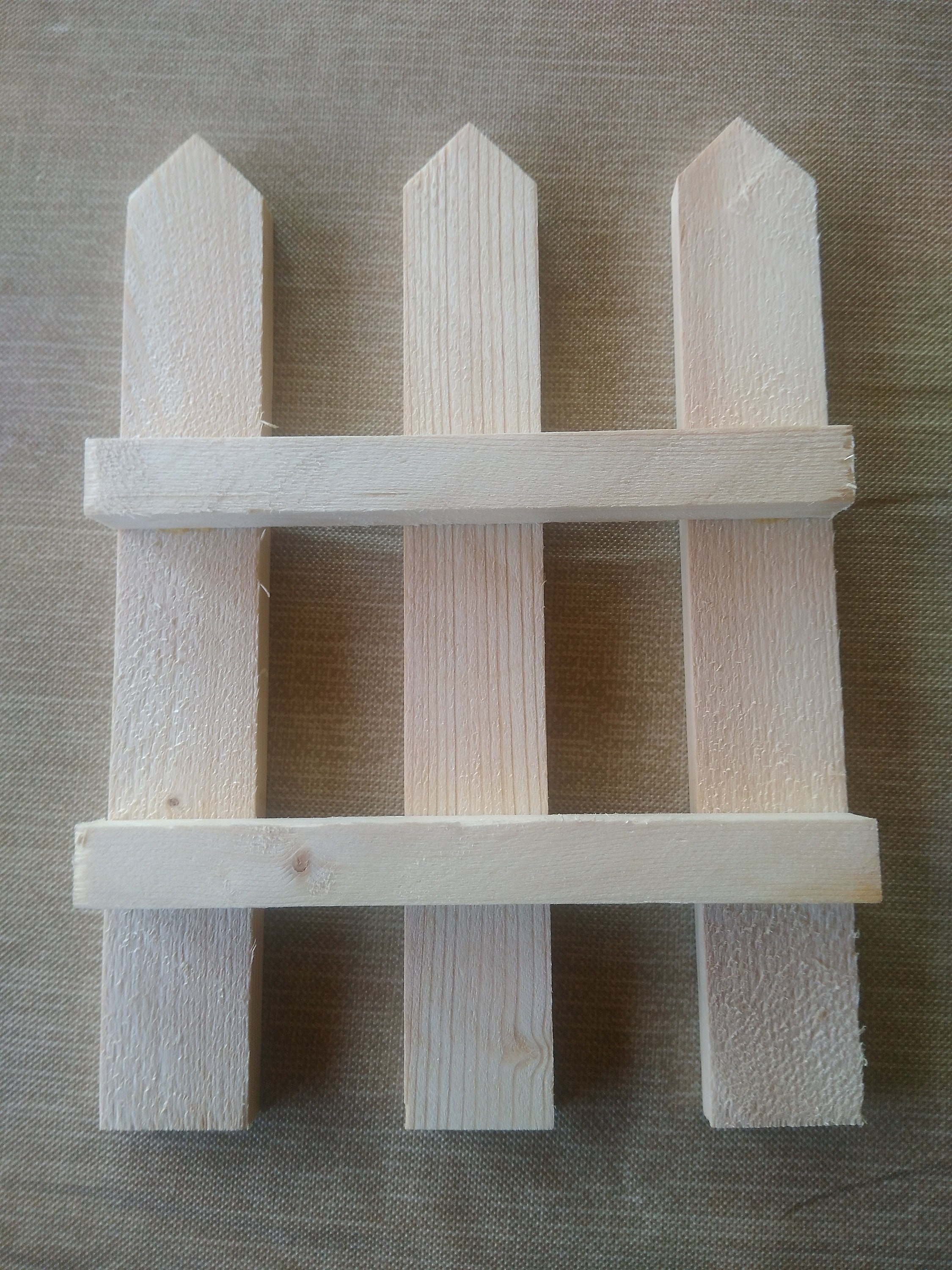 Perfect for Craft Projects Natural Wood Picket Fence 7H x 5W Set of 3 Handmade