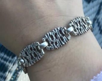 Silver Link Chain | 925 Sterling Silver Unisex Bracelet | Stylish Wide Vintage Style Bracelet/ Statement Chain Bracelet /Modern bracelet