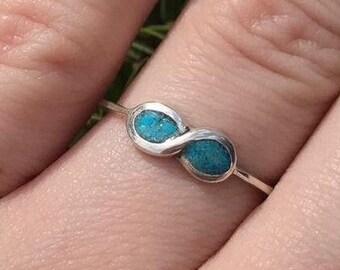 Infinity 925 Sterling Silver and Turquoise Inlay Ring for Women | Delicate  Ring | Classy Handcrafted Boho Jewelry/Promise ring/Gift for her