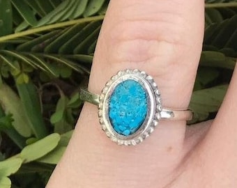 Turquoise ring, Sterling Silver, 925, Ring for Women, Hand Crafted Turquoise Gemstone Ring, Silver solitaire ring ,oval shape