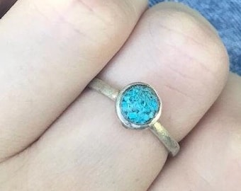 Silver and Blue Turquoise Ring for Women / Hand Crafted ring/ Gemstone Ring /925 Silver/Birthstone ring/Classic turquoise ring