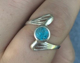 925 Sterling Silver and Turquoise Ring for Women/Hand Crafted ring/ Round turquoise Gemstone Ring /Silver Boho ring/ geometric silver ring