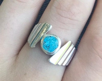 925 Sterling Silver and Turquoise Ring Women / Hand Crafted/Unique silver ring /Boho ring /blue gemstone jewelry