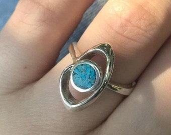 Sterling Silver and Turquoise Ring for Women / Hand Crafted Boho Fashion Ring/ Minimalist ring /delicate silver ring/925/Blue stone rings
