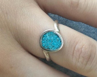 Sterling silver ring. Turquoise band ring, natural turquoise ring, 925 sterling silver, ring for women, turquoise ring