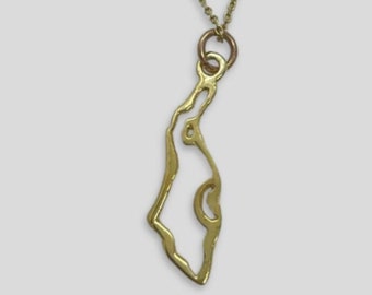 14k gouden hanger met kaart van Israël: sierlijke joodse sieraden
