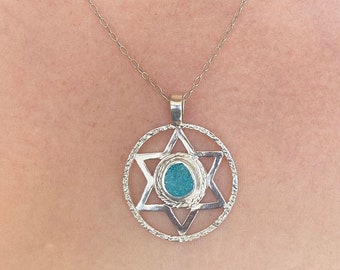 Magen David Necklace /925 Sterling Silver Turquoise Gemstone Charm Necklace/ Symbolic Jewelry/ Jewish Jewelry/Star of David pendant