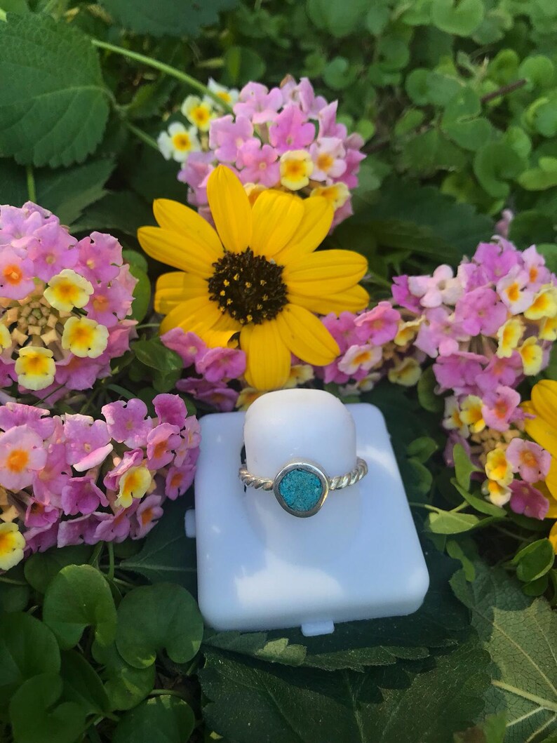 Classic Twisted Wire 925 Sterling Silver and Turquoise Ring for Women,Silver Hand Crafted Fashion Ring,Dainty silver and turquoise ring