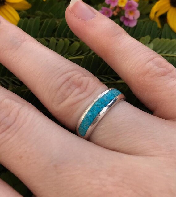 Sterling Silver Turquoise Band Ring: December Birthstone