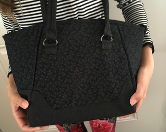 black fabric handbags