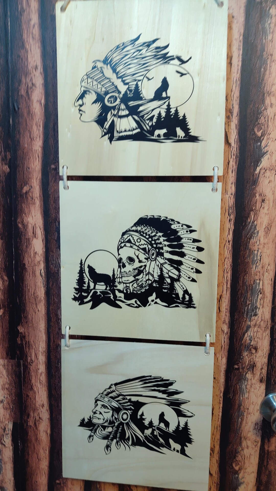3 Panel Wood Signs - Skull & Native American Styles - Etsy