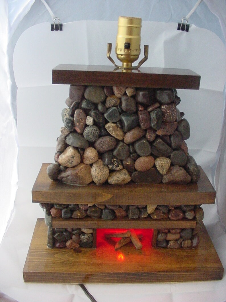 Stone Fireplace Lamp Each Piece Unique Handmade Etsy