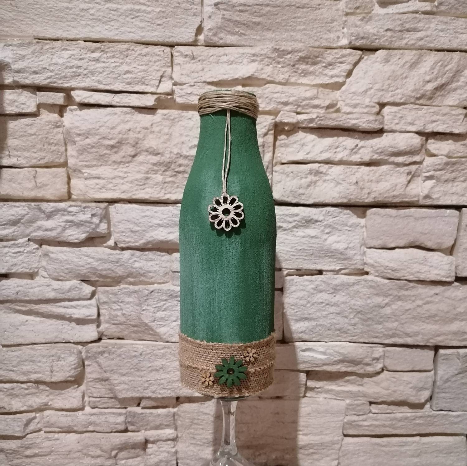 Bouteille Décoration ou Soliflore Fleurs Séchées Création Artisanale