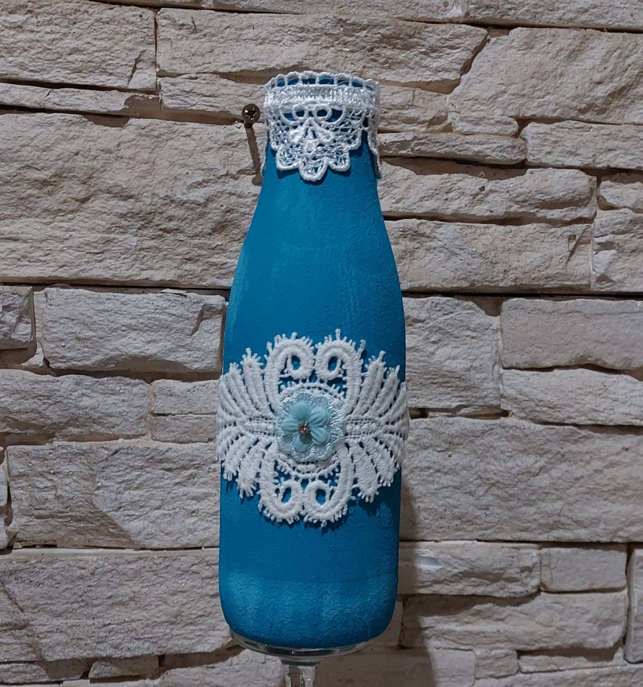 Bouteille Décoration ou Soliflore Fleurs Séchées Création Artisanale