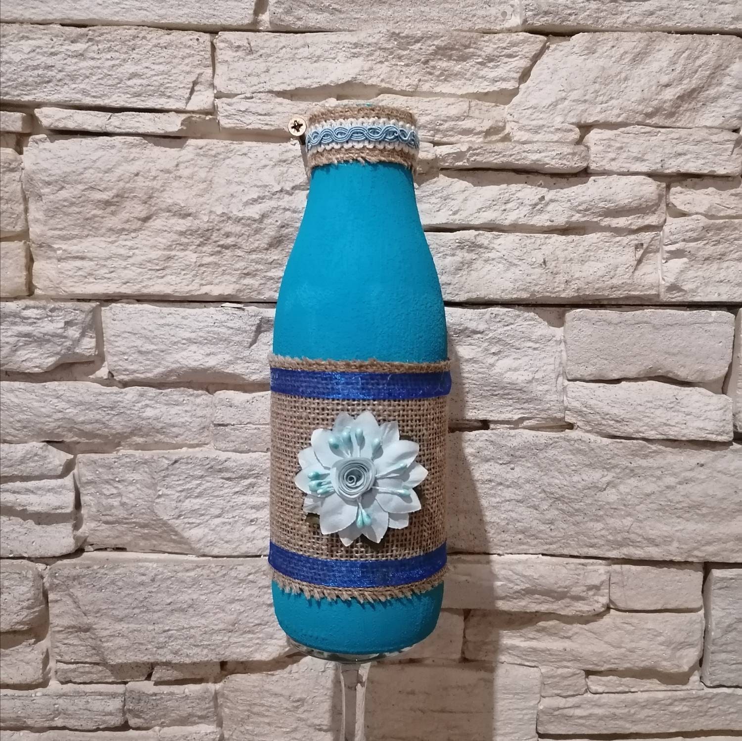 Bouteille Décoration ou Soliflore Fleurs Séchées Création Artisanale