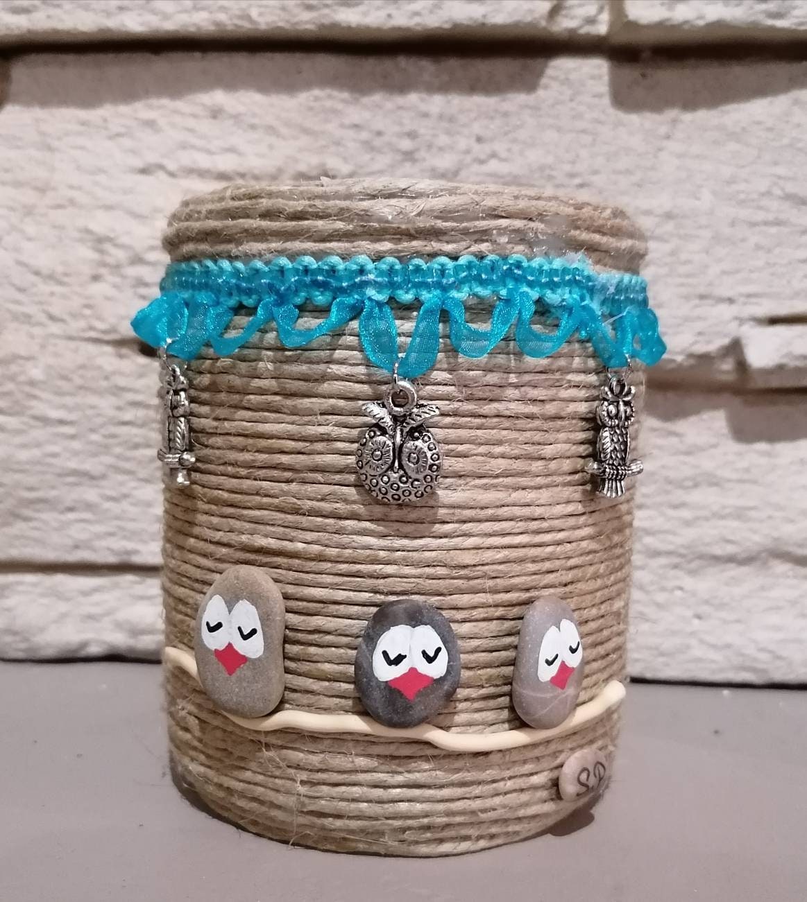 Pot Les Chouettes Rangement Pour Pinceaux, Stylos ou Autres Création Artisanale