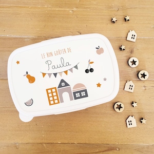 Boite à goûter personnalisable/boite à goûter prénom/boite à goûter enfant/boite a lunch /boite à goûter collection gabin