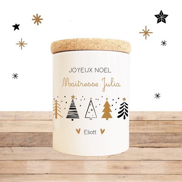 Bougie de noël maitresse/bougie de noël personnalisé/cadeau de noël maitresse/bougie personnalisée/bougie motif noël /maitresse/noël