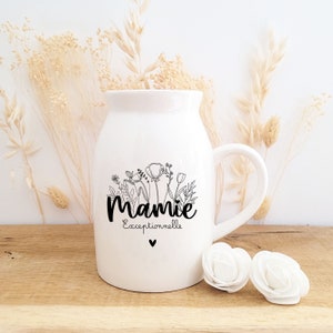 Small personalized dried flower vase/Grandmother's Day dried flower vase/Grandmother's Day gift/personalized granny milk jug image 3