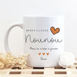 Mug merveilleuse Nounou/mug nounou cœur terracotta/mug personnalisé nounou/tasse personnalisé nounou/cadeau noël nounou/noël nounou/nounou