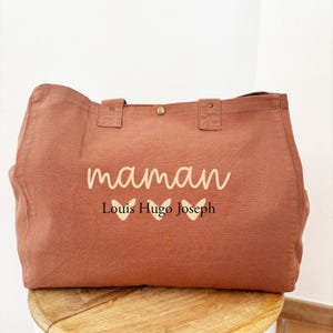 Sac cabas Bois de rose maman/sac cabas maman/grand sac maman/cadeau pour mamie maman/sac cabas personnalisable/cabas fête des mères/maman