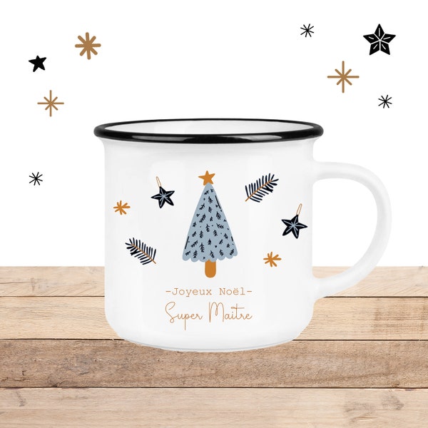 Tasse Noël personnalisée/tasse vintage noël/mug céramique noël/tasse super maitre/cadeau noël maitre/cadeau maitre/ maitresse/sapin noël