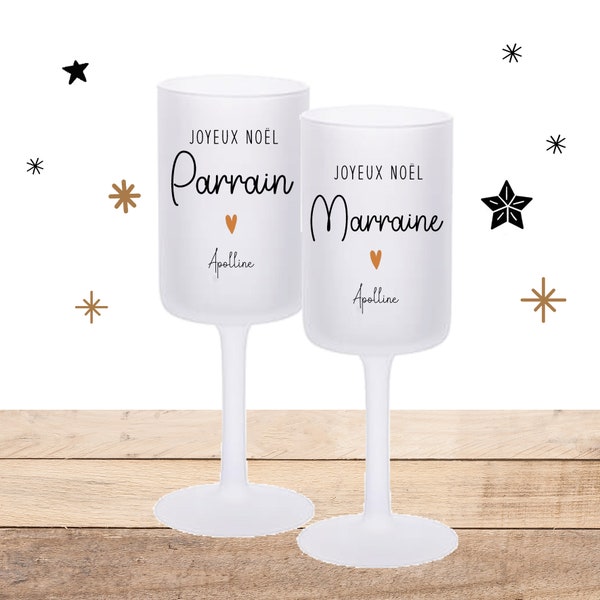 Verre à vin personnalisé/verre à vin noël/verre décoré noël/cadeau verre personnalisé/verre à vin parrain marraine/cadeau parrain marraine