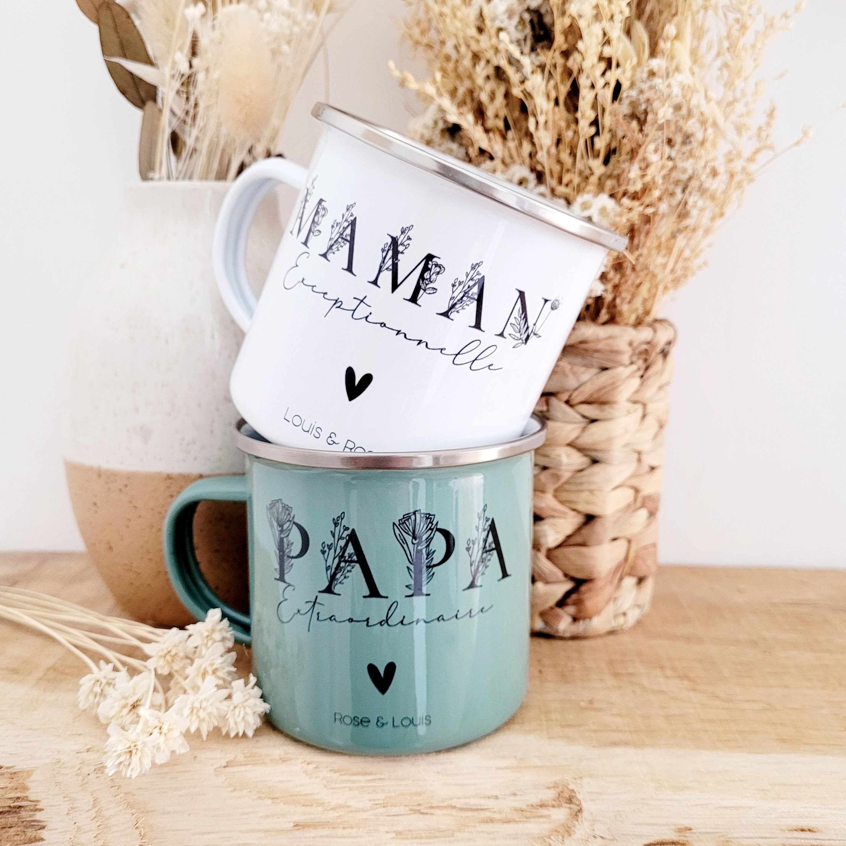 Mug Vintage Maman/Mug Papa/Mug Métal Personnalisé Papa/Fête Des Mères/Fête Pères