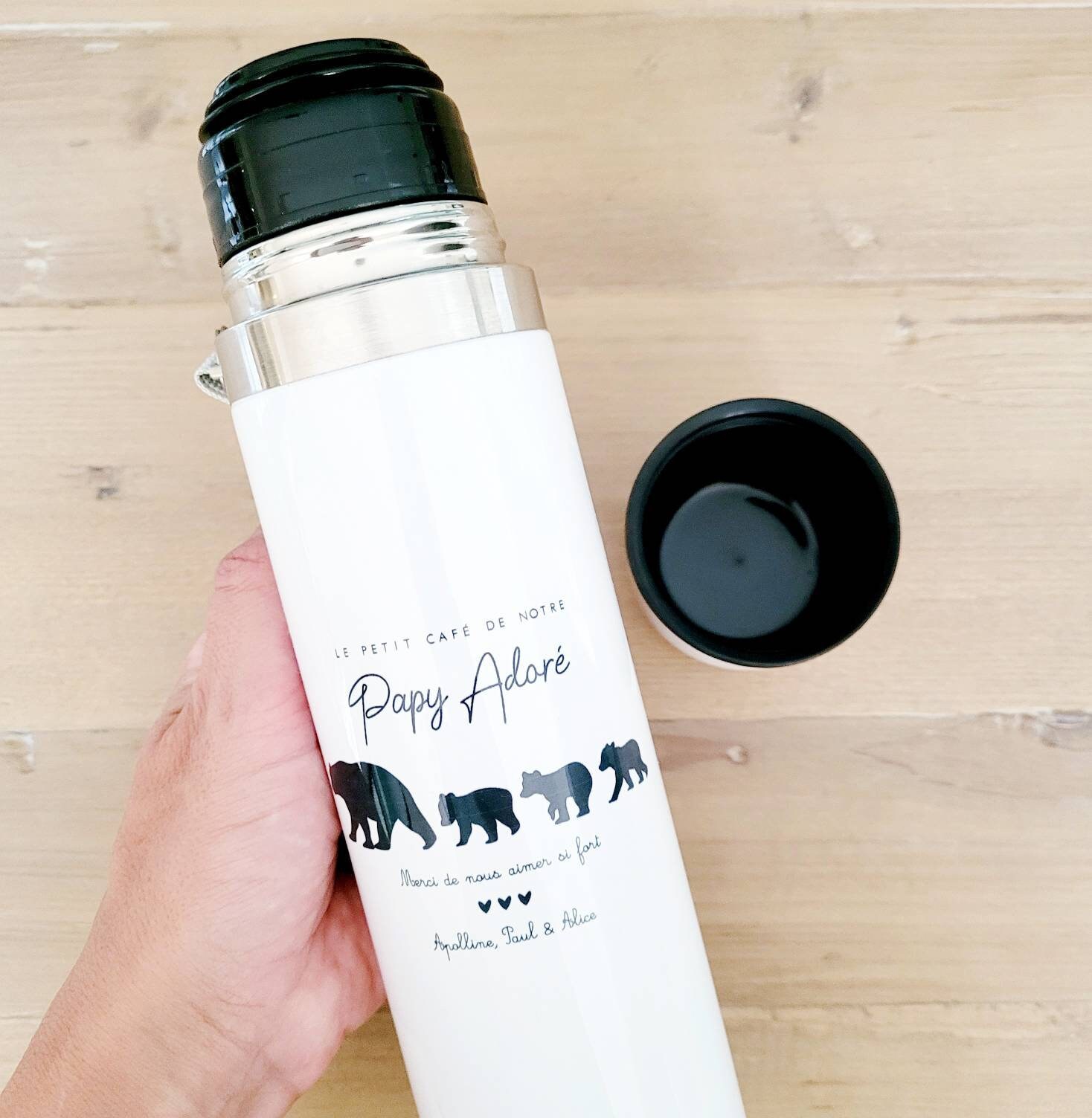 Thermos Personnalisé Papi/Collection Papinours/Thermos Fête Des Grands Pères/Gourde Isotherme Papi/B