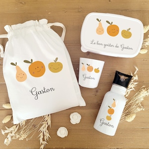 Kit gouter enfant/ boite à gouter et gourde assorti/kit gouter personnalisé/boite à gouter personnalisée/gourde personnalisée/Gaston