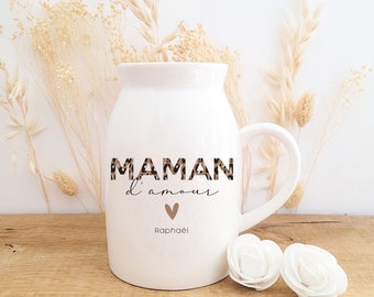 Pot à lait personnalisable/petit vase céramique/vase personnalisé maman/vase fête des mères/pot à lait maman/cadeau fête des mères/Fauve