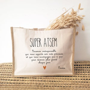 Sac cabas ATSEM personnalisé/cabas Atsem personnalisable/cadeau pour ATSEM/sac cabas ATSEM/merci Atsem/cadeau Atsem fin d'année/Atsem