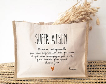 Sac cabas ATSEM personnalisé/cabas Atsem personnalisable/cadeau pour ATSEM/sac cabas ATSEM/merci Atsem/cadeau Atsem fin d'année/Atsem