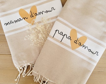 Fouta personnalisée Maman/fouta plage maman/serviette personnalisée maman/drap de plage personnalisé/cadeau fête des mères/maman