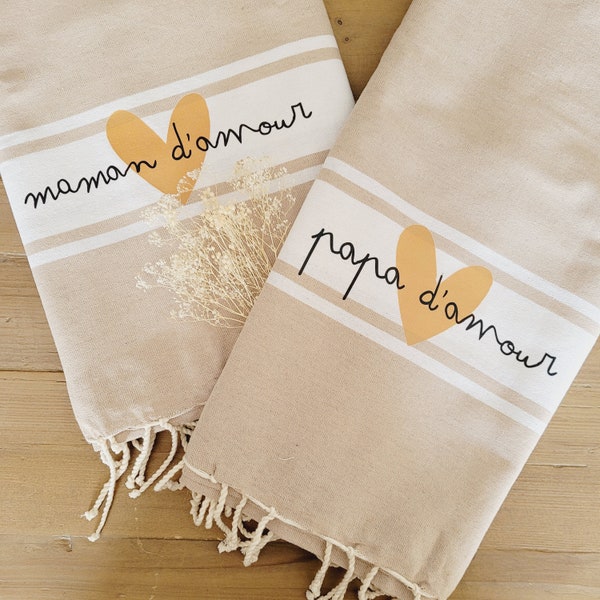 Fouta personnalisée Maman/fouta plage maman/serviette personnalisée maman/drap de plage personnalisé/cadeau fête des mères/maman