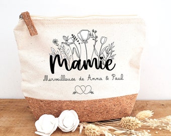 Petite trousse en liège personnalisable/trousse liège personnalisée/trousse maman personnalisée/trousse mamie/cadeau fête des mamie/maman