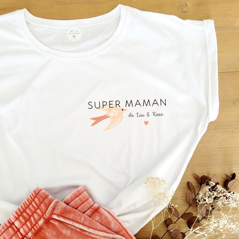 Tee-shirt personnalisé super maman/teeshirt fête des mères/tee-shirt fête des mamans/tee-shirt super maman/cadeau maman/fête des mères/maman image 5