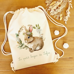 Petit sac a dos enfant/sac enfant petit lapin/sac maternelle prénom/sac maternelle personnalisé/sac crèche enfant/sac bébé/sac a dos
