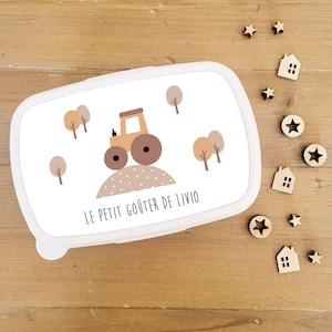 Boite à goûter personnalisable/boite à goûter prénom/boite à goûter enfant/boite a goûter tracteur/boite à gouter engin chantier/boite