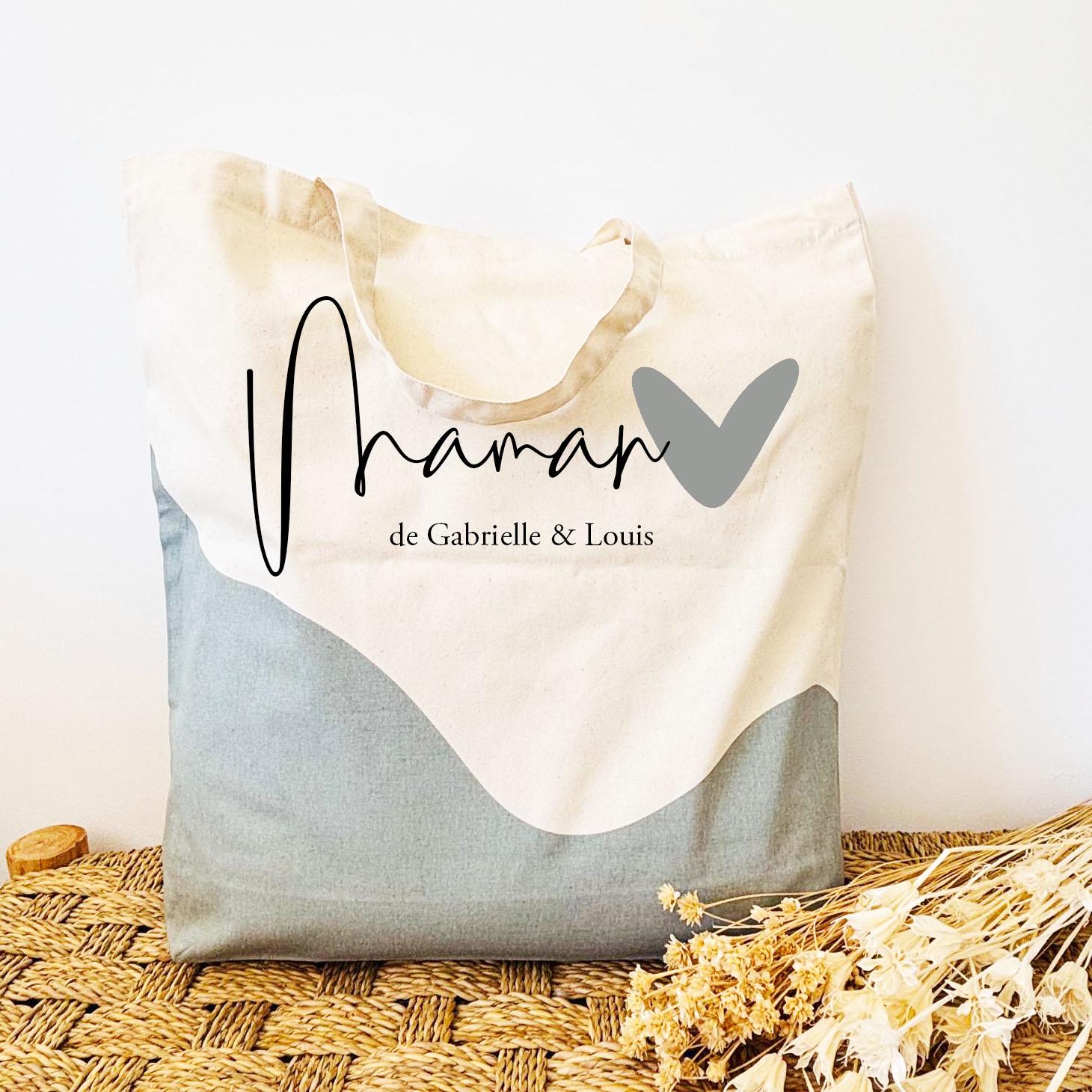 Tote bag vague vert sauge personnalisable/sac shopping