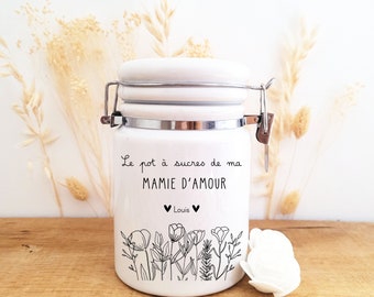 Petit pot en céramique hermétique personnalisé/petit pot à thé/petit pot à sucre/petit pot décoratif/pot personnalisé mamie/fête des mamies