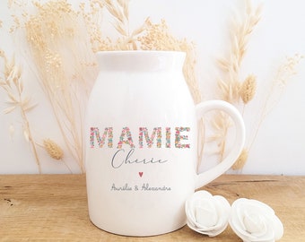 Pot à lait personnalisable/petit vase céramique/vase personnalisé maman/vase fête des mères/pot à lait maman/cadeau fête des mères/Libertie