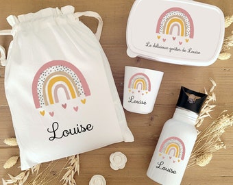 Water bottle and snack box set / personalized water bottle and snack kit / customizable water bottle / customizable lunch box / Louise kit