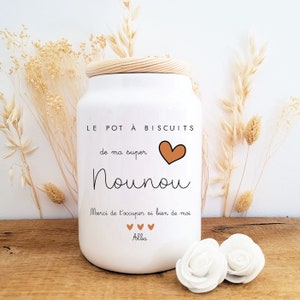 Personalized cookie jar/super nanny heart pot/personalized cookie jar/customizable ceramic pot/personalized nanny gift/nanny image 1