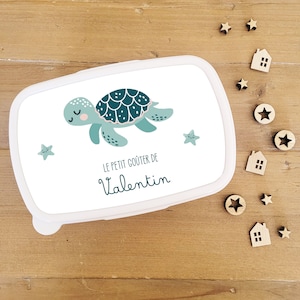 Boîte à goûter enfant personnalisable/boite à goûter prénom personnalisé/boite à goûter enfant/boite à tartines/boite tortue de mer